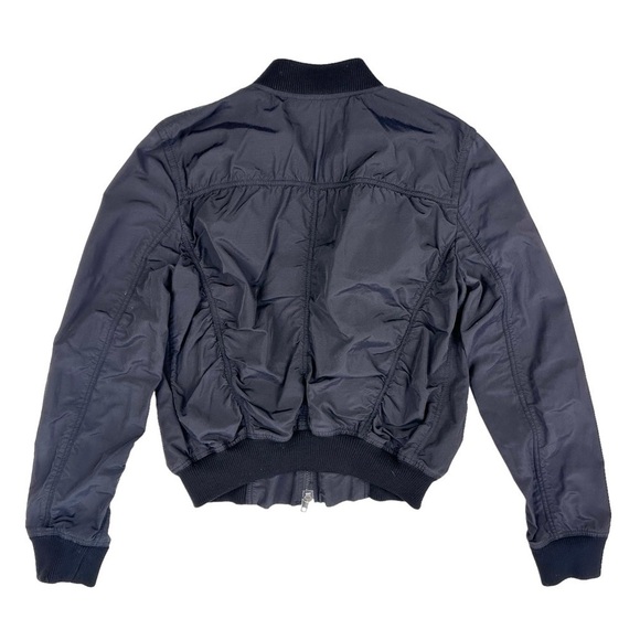 Vince black ruched bomber jacket pockets ribbed neck cuffs small - Picture 14 of 16